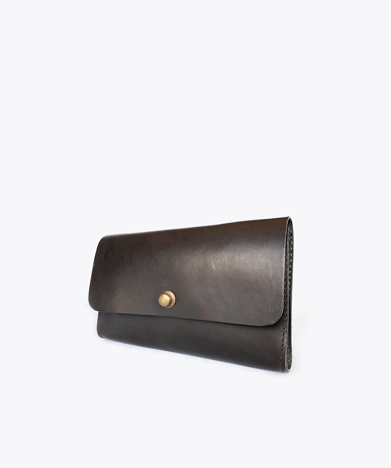 No. 125 Small Leather Clutch, Black Full-Grain Vegetable Tanned